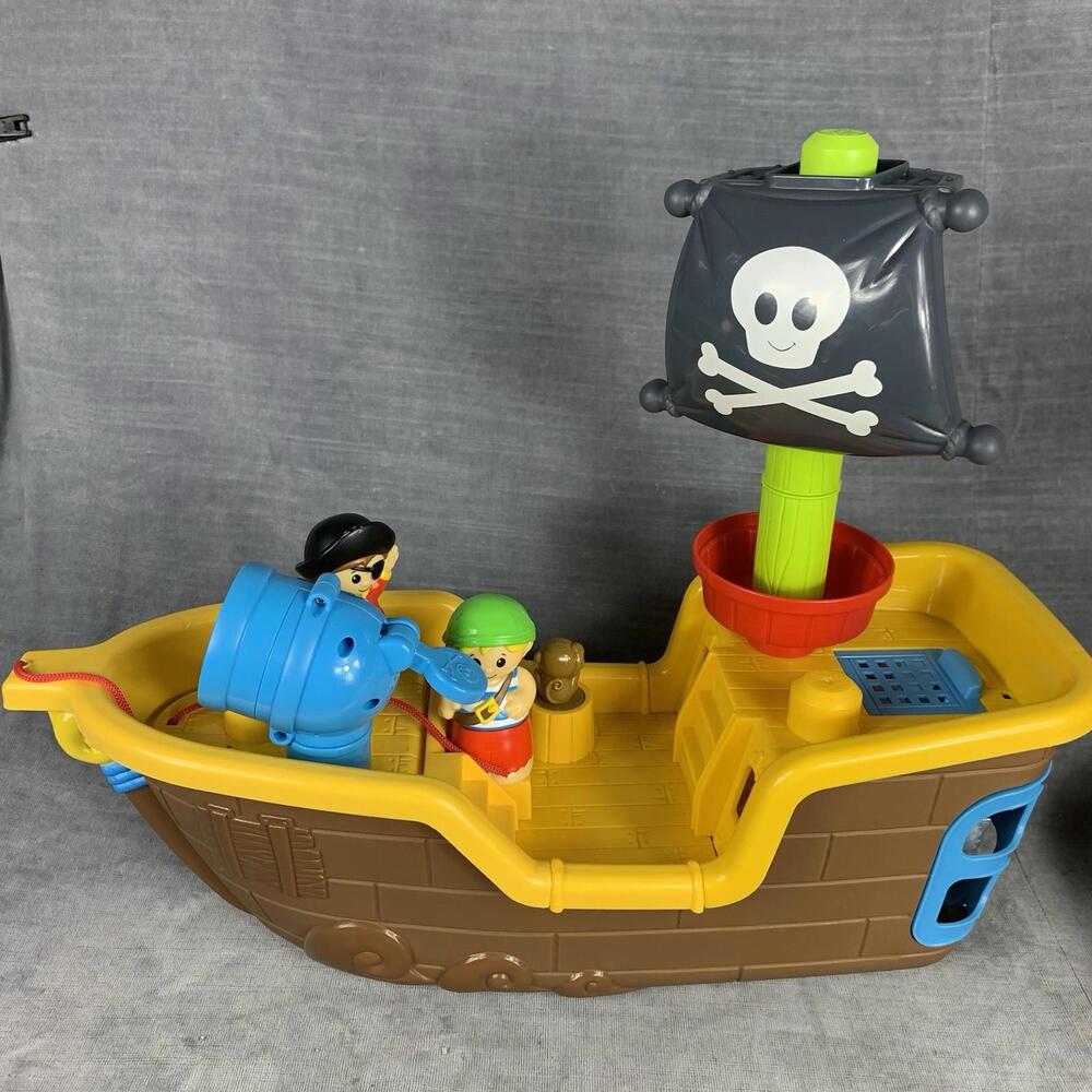 MEGA BLOKS Pull Along Musical Pirate Ship Toddler Toy Boat With Cannon - Picture 2 of 5